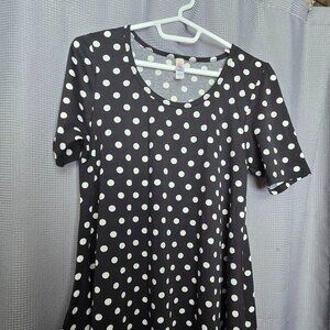LuLaRoe Classic Tee - Black & White polka dot